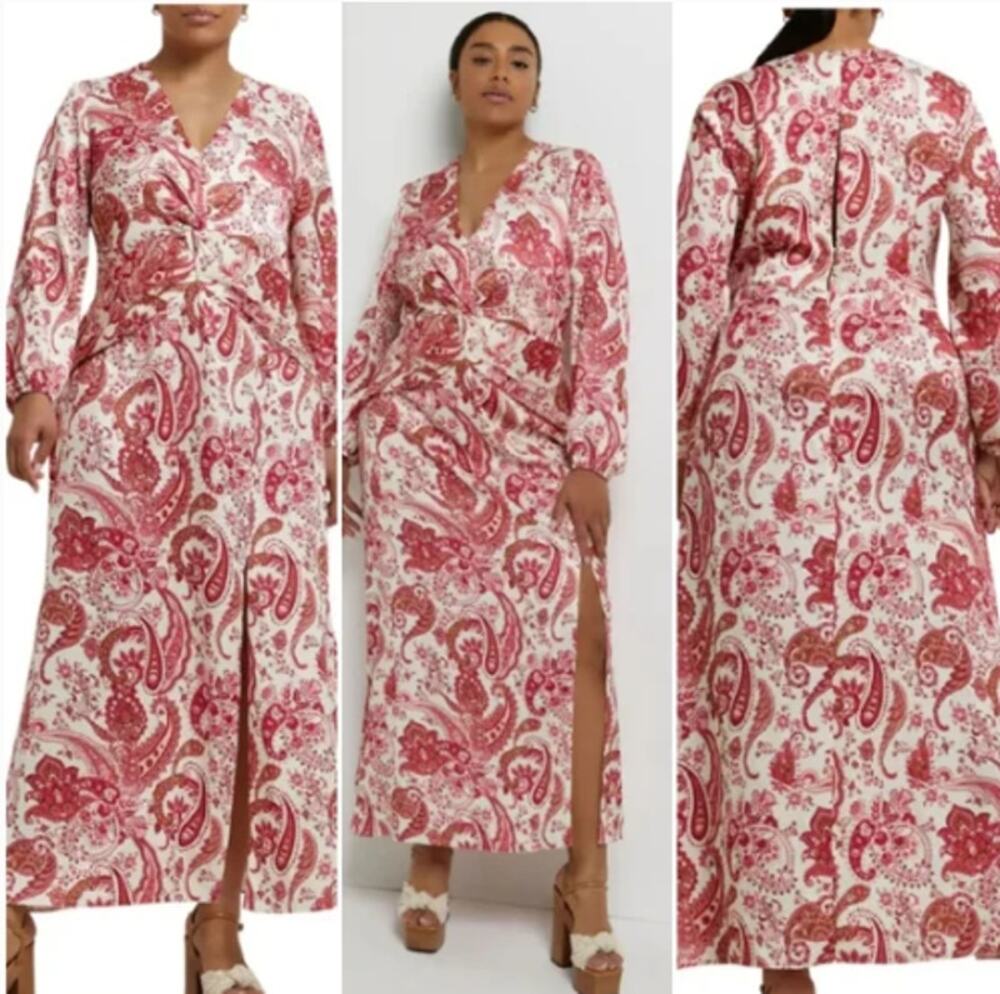 River Island Rhianna Paisley Long Sleeve Maxi Dress